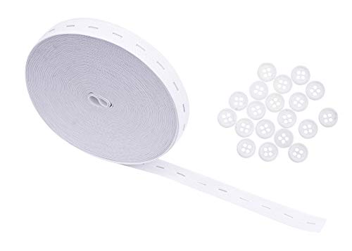 White Elastic Band with Button Hole