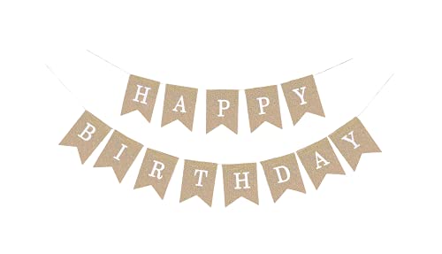 Happy Birthday Burlap Banner Garland Bunting Pendant Flag for Rustic Birthday  Decorations