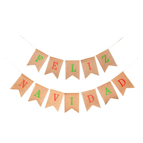 Mandala Crafts Burlap Feliz Navidad Banner for Feliz Navidad Decorations Outdoor Indoor - Feliz Navidad Sign Spanish Christmas Bunting Garland for Mexican Christmas Decorations