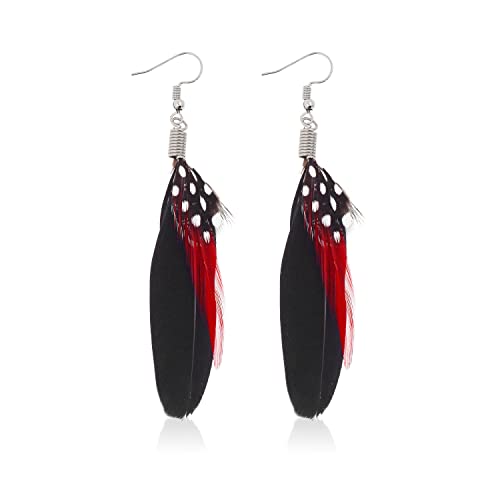 Mudra Crafts Boho Feather Earrings for Women - Bohemian Earrings - Lightweight Feather Dangle Earrings Hippie Earrings for Women Girls