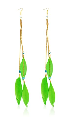 Mudra Crafts Boho Feather Earrings for Women - Bohemian Earrings - Lightweight Feather Dangle Earrings Hippie Earrings for Women Girls