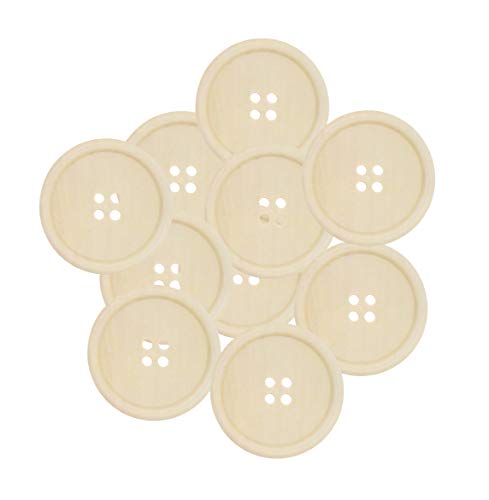 Wooden Buttons - Round Wood Buttons for Crafts Sewing Sweater by Mandala Crafts, Natural Color Bulk 1 Inch Button 4 Holes
