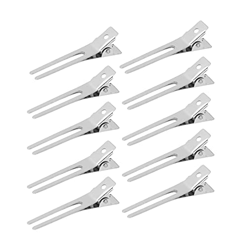 50 PCs Hairdressing Metal Double Prong Hair Clips for Styling Sectioning Setting