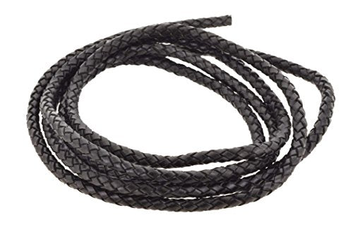 Mandala Crafts 6mm Braided Leather Cord, Genuine Leather Round Bolo Cord for Jewelry Making, Bolo Ties, Wrapping, Crafting