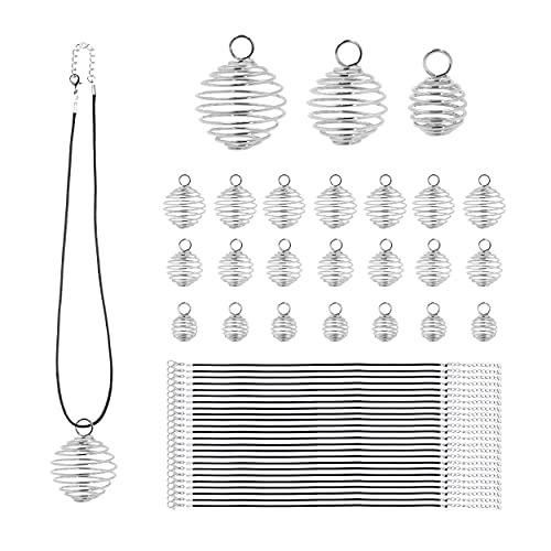 Silver Cage Necklace Pendant with Necklace Cord
