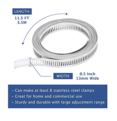 Mandala Crafts Adjustable DIY Worm Gear Hose Clamps - 304 Stainless Steel Hose Clamps Hose Clamp Kit Metal Band Clamp System