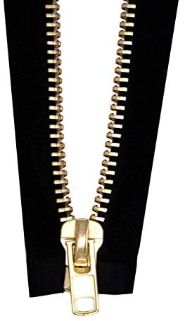 Metal Zipper for Sewing - Black Separating Coat Zipper Heavy Duty for Jackets, Replacements, Upholstery by Mandala Crafts Black Tape Gold Teeth Size 10 19 Inches 48 cm