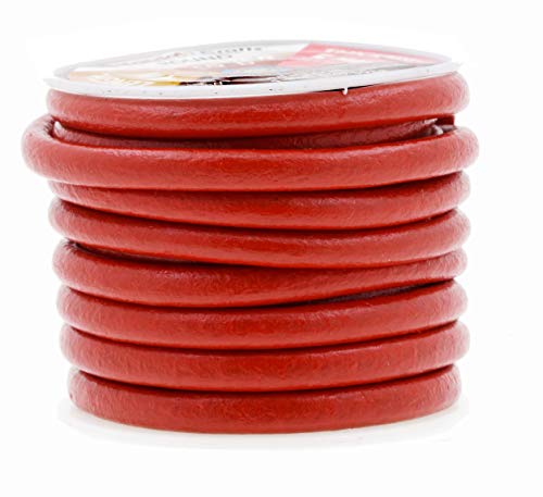Red Round Natural Cowhide Natural Leather String Cord
