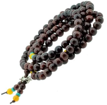 Tibetan 108 Zen Buddhist Wooden Elastic Mala Prayer Beads Necklace