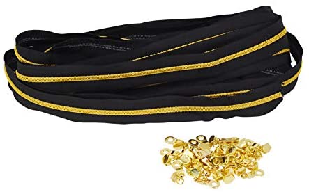 Metallic Zipper by The Yard Bulk 10 Yard Black Zipper Roll for Sewing, Upholstery