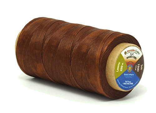 Flat Waxed Thread for Leather Sewing - Leather Thread Wax String Polyester Cord for Leather Craft Stitching Bookbinding by Mandala Crafts