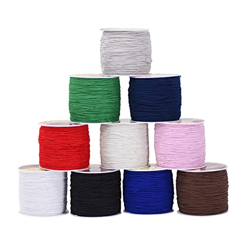 Shirring Elastic Thread for Sewing - Thin Fine Elastic Sewing Thread for Sewing Machine Knitting by Mandala Crafts 0.6mm 87 Yards