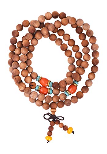 Mandala Crafts Natural Wood Mala Beads Necklace - Japa Mala Beads 108 Necklace - 108 Mala Beads Bracelet Mala Prayer Beads Necklace for Men Women Mala Meditation Beads Australian Santalum