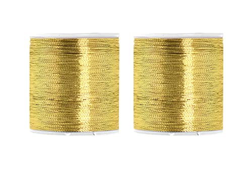 Metallic Embroidery Thread Set Gold Metallic Thread for Sewing Machine and Hand Decorative Sewing Embroidery Needle Work- 218 Yards 200M