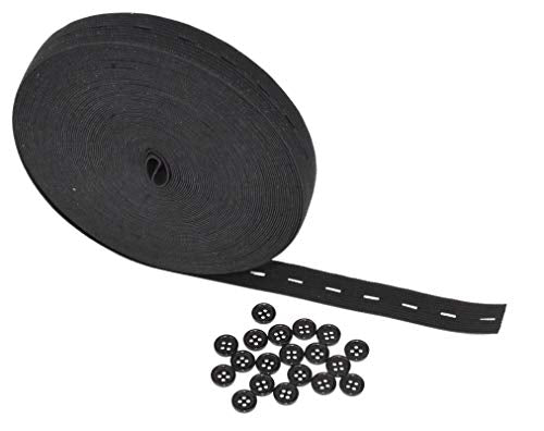 0.75 Inch Buttonhole Knit Elastic Band for Sewing, Flat Stretch Strap Spool for Waistbands