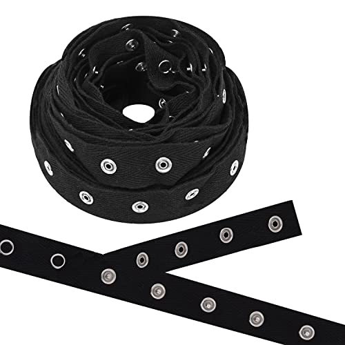 Mandala Crafts Metal Snap Tape for Sewing by Yard - Cotton Snap Button Trim Baby Snaps for Sewing - Fastener Button Strips Snap Tape for Baby Clothes 3 Yards Snap Tape