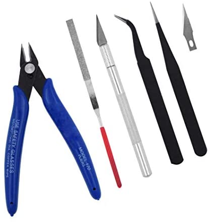 Model Tool Kit - Hobby Building Tool Hardware Basic Set with Hobby Clippers Model Tweezers for Plastic Model Car Dollhouse
