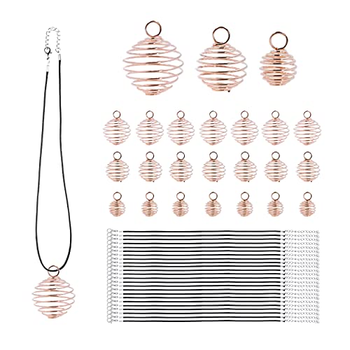 Rose gold Cage Necklace Pendant with Necklace Cord
