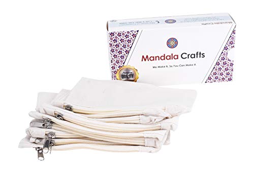 Canvas Makeup Bags in Bulk - Blank Canvas Zipper Pouches - Cotton Cosmetic Bags for Bridesmaid Pencil Case Sublimation Crafting Women Toiletry by Mandala Crafts, 10 PCs 8 X 6 Inches