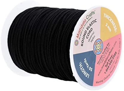 Elastic Cord for Masks, Mandala Crafts, 1/8 Inch 50 Yds