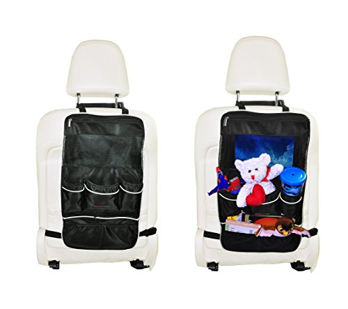 Mandala Crafts Car Backseat Organizer Kick Mat Back Seat Protector for Kids, Black, Pack of 2