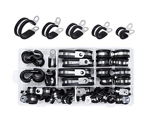 Wire Clamps for Electric Wires - Stainless Steel Rubber P Clamp R-Type Cable Clamp Kit