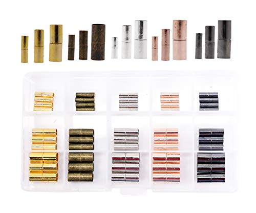 Mandala Crafts 50 PCs Magnetic Clasps for Jewelry Making, Kumihimo End Cap,  Leather Necklace, Bracelet Silver Bronze Gunmetal Rose Gold Tone