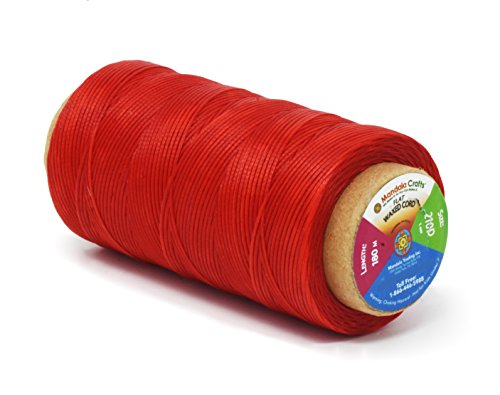 Flat Waxed Thread for Leather Sewing - Leather Thread Wax String Polyester Cord for Leather Craft Stitching Bookbinding by Mandala Crafts
