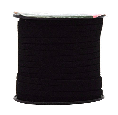 Mandala Crafts Faux Suede Cord - Flat Vegan Leather Cord for Jewelry Making Beading - Micro Fiber Leather String Cord Leather Lace for Leather Lacing Necklace Bracelet 5MM 50 Yards