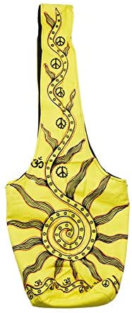 Mandala Crafts Crossbody Shoulder Boho Bag, Bohemian Hippie Sling Purse for Women, Gifts (Yellow Sun)