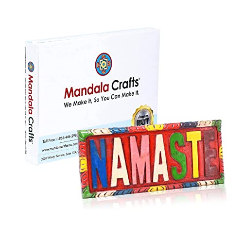 Mandala Crafts Handmade Namaste Wall Decor - Namaste Decor – Wood Namaste Sign Namaste Home Decor for Yoga Meditation Bohemian Wall Decor Hippie Room Decor