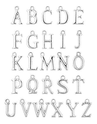 Mandala Crafts Capital Letter Charms for Jewelry Making - Alphabet Charms Letters for Jewelry Making - A-Z Letter Charms Initial Charms for Bracelet Necklace