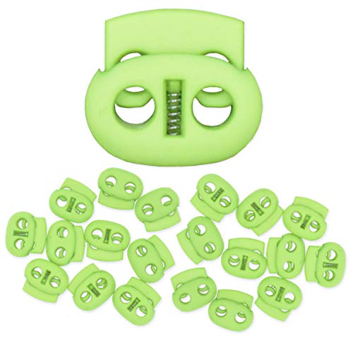 Lime Green Lace Locking End Two Hole Fastener