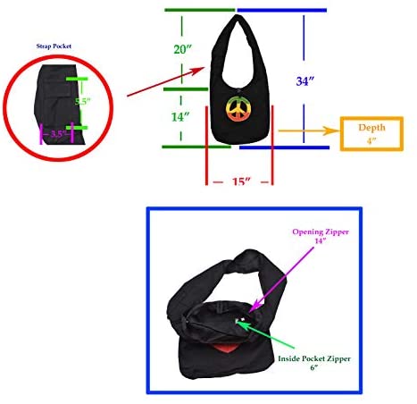 Measurements of Crossbody Hippie Bag