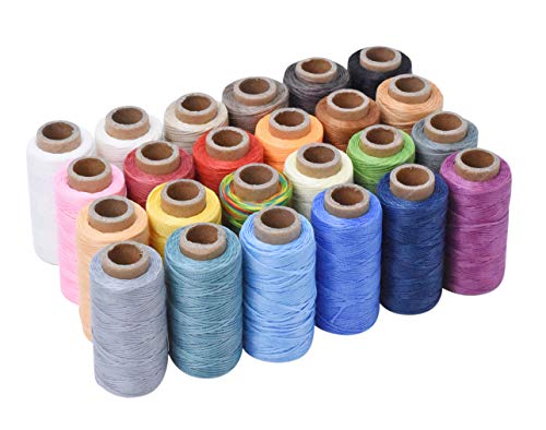 Flat Waxed Thread for Leather Sewing - Leather Thread Wax String Polyester Cord for Leather Craft Stitching Bookbinding by Mandala Crafts