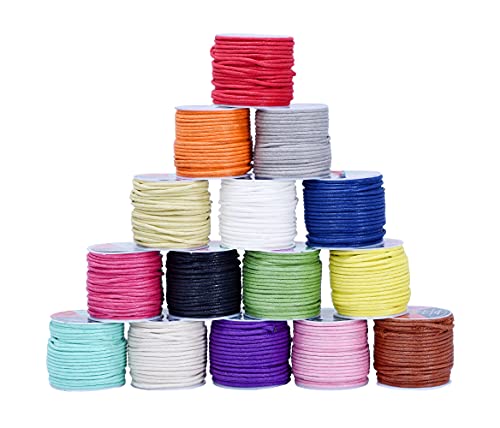 2mm Waxed Cord for Jewelry Making Necklace String - Wax Cord for Jewelry String Bracelet Cord 109 Yards Waxed Cotton Cord for Jewelry Making