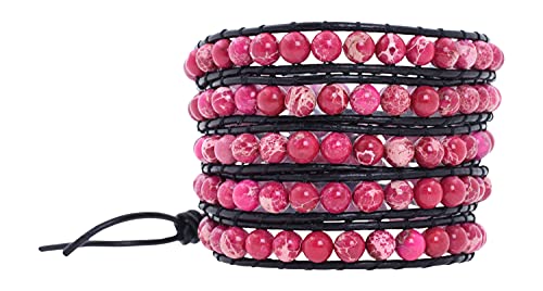 Bohemian Multilayer Seed Beaded Wrap Necklace Pink/Black Fashion