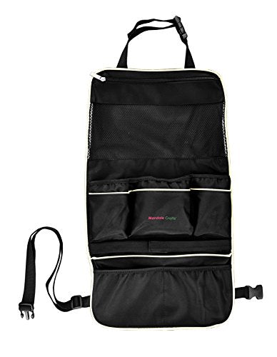 Mandala Crafts Car Backseat Organizer Kick Mat Back Seat Protector for Kids, Black, Pack of 2