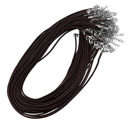 Wax Cord Necklaces with Clasp, Bulk Necklace Rope String for Jewelry Making; 100 PCs; by Mandala Crafts