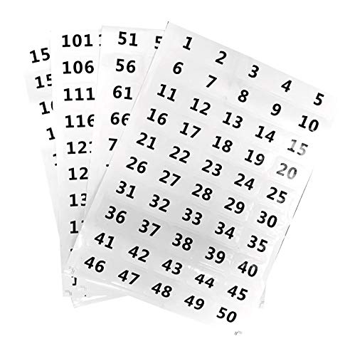 Number Stickers, 1-100 Round Number Labels Sticker White on Black, 20  Sheets