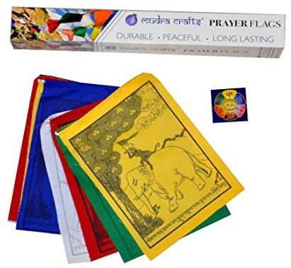 Tibetan Prayer Flag, Himalayan Lungta Windhorse Hanging Banner Decoration; Four Friends