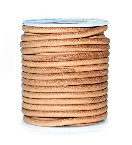 Light Brown Round Natural Cowhide Natural Leather String Cord