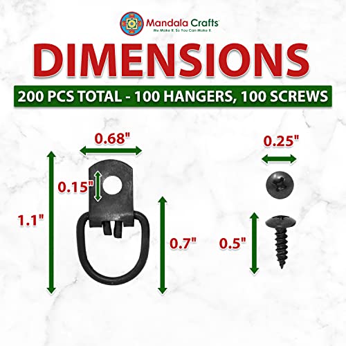 Mandala Crafts D Ring Picture Hangers - Picture Hanger with Screws D Hooks for Picture Hanging - D Rings Picture Hanging Hardware