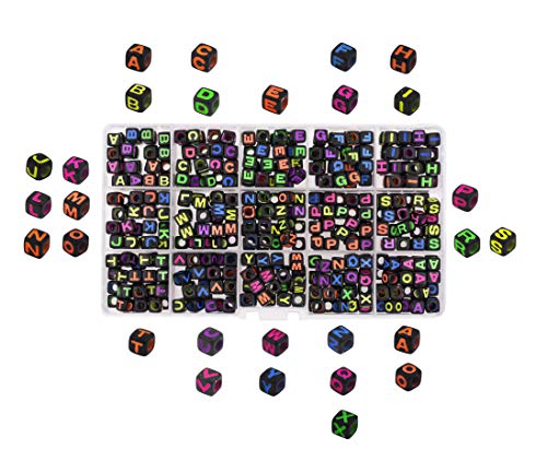 Color on Black Alphabet Pony Bead Set for Bracelet