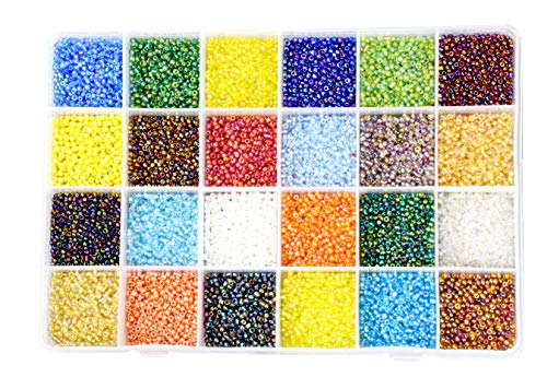Mandala Crafts Glass Seed Beads for Jewelry Making Mini Glass Beads for Bracelets Waist Beads - Small Pony Beads Kit Bulk Beading Supplies for Crafts