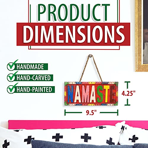 Mandala Crafts Handmade Namaste Wall Decor - Namaste Decor – Wood Namaste Sign Namaste Home Decor for Yoga Meditation Bohemian Wall Decor Hippie Room Decor