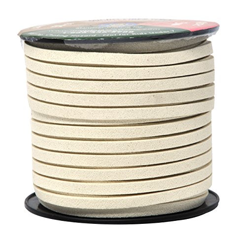 Mandala Crafts Faux Suede Cord - Flat Vegan Leather Cord for Jewelry Making Beading - Micro Fiber Leather String Cord Leather Lace for Leather Lacing Necklace Bracelet 5MM 50 Yards