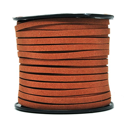 Mandala Crafts Faux Suede Cord - Flat Vegan Leather Cord for Jewelry Making Beading - Micro Fiber Leather String Cord Leather Lace for Leather Lacing Necklace Bracelet 5MM 50 Yards