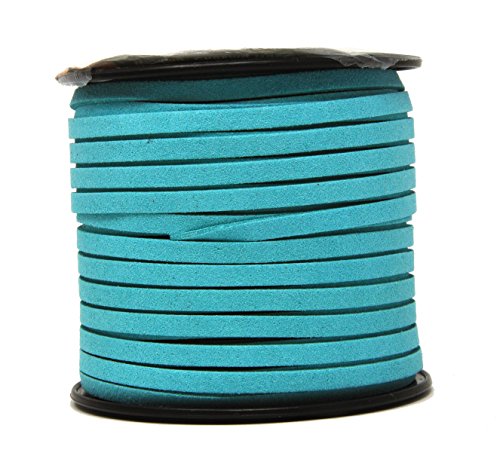 Mandala Crafts Faux Suede Cord - Flat Vegan Leather Cord for Jewelry Making Beading - Micro Fiber Leather String Cord Leather Lace for Leather Lacing Necklace Bracelet 5MM 50 Yards