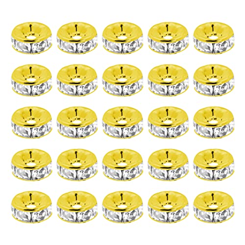 Mandala Crafts Rondelle Spacer Beads for Jewelry Making Faceted Rhinestone Beads Crystal Rondelle Beads for Jewelry Making Bracelet Necklace